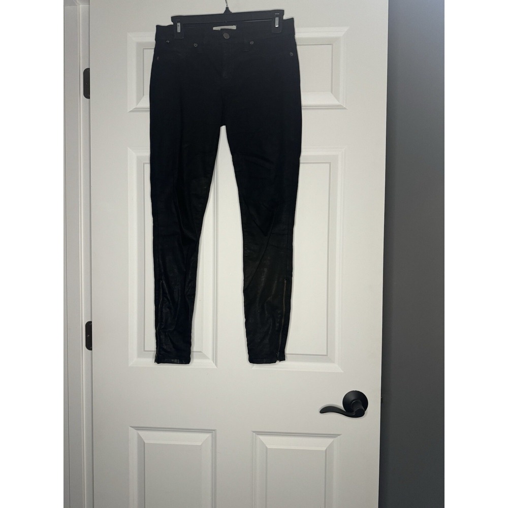 Henry And Belle Denim Jeans Size 27 Black Metallic W zippers On Bottom